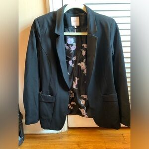 Candies black floral lining blazer, size L large